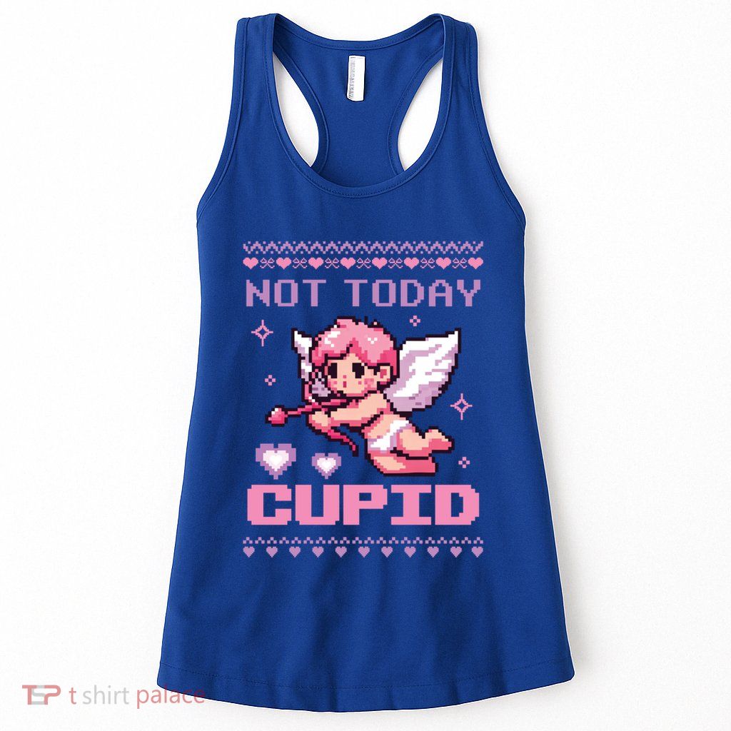 Not Today Cupid Ugly Retro Pixel Art ValentineS Day Great Gift Womens Tank Top