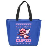 Not Today Cupid Ugly Retro Pixel Art ValentineS Day Great Gift Zip Tote Bag