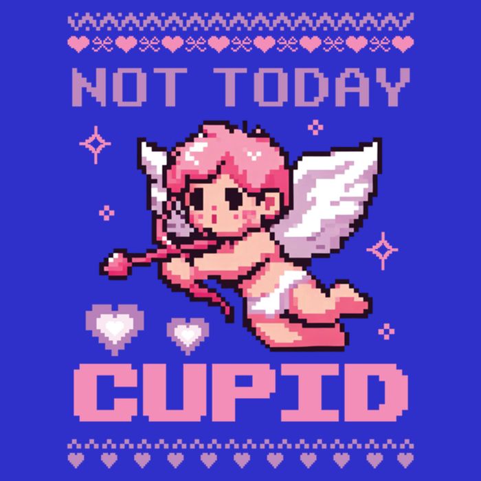 Not Today Cupid Ugly Retro Pixel Art ValentineS Day Great Gift Zip Tote Bag