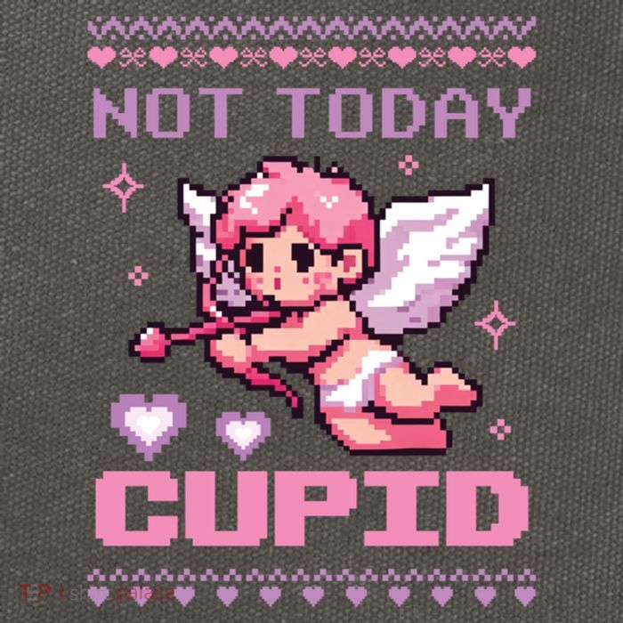 Not Today Cupid Ugly Retro Pixel Art ValentineS Day Great Gift Cotton Canvas Backpack