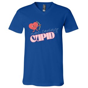 Not Today Cupid Divertente Maglia Per I Single San Valentino Gift V-Neck T-Shirt