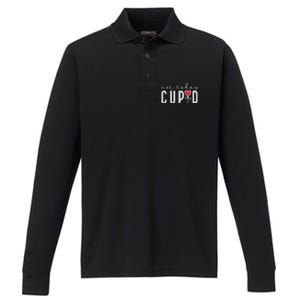 Not Today Cupid Funny Valentine Performance Long Sleeve Polo