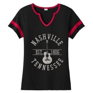 Nashville Tennessee Country Music City Guitar Player Gift Ladies Halftime Notch Neck Tee