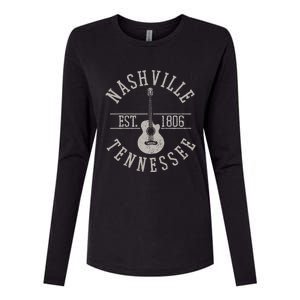 Nashville Tennessee Country Music City Guitar Player Gift Womens Cotton Relaxed Long Sleeve T-Shirt