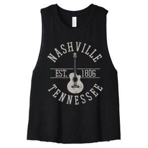 Nashville Tennessee Country Music City Guitar Player Gift Women's Racerback Cropped Tank