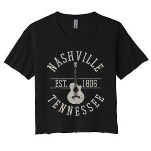 Nashville Tennessee Country Music City Guitar Player Gift Women's Crop Top Tee