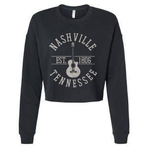 Nashville Tennessee Country Music City Guitar Player Gift Cropped Pullover Crew