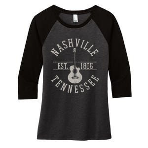 Nashville Tennessee Country Music City Guitar Player Gift Women's Tri-Blend 3/4-Sleeve Raglan Shirt