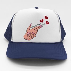 Not Today Cupid Funny Valentine Cupid Heart Anti Valentine Gift Trucker Hat