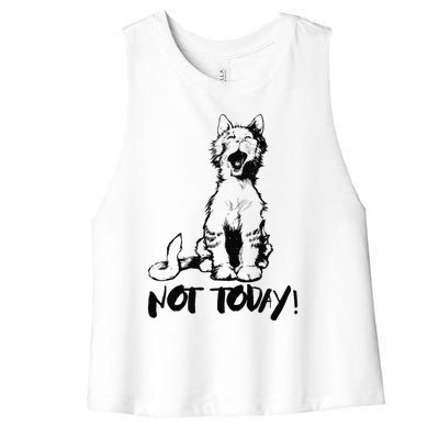 Not Today Crazy Cats Graphic Cute Funny Women's Racerback Cropped Tank