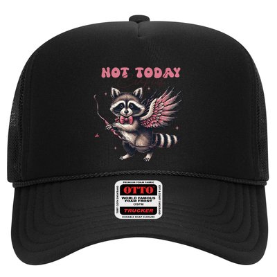 Not Today Cupid Feral Funny Raccoon Lovers Valentine’S Day Cool Gift Trucker Hat