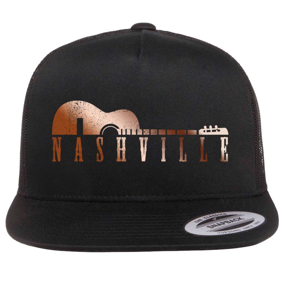 Nashville Tennessee Country Music City Guitar Gift Funny Gift Flat Bill Trucker Hat