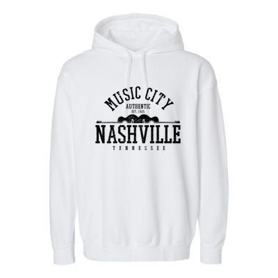 Nashville Tennessee Country Music City Guitar Gift Vintage Cool Gift Garment-Dyed Fleece Hoodie