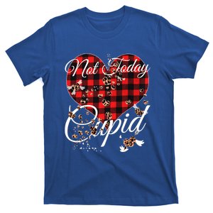 Not Today Cupid Cute Red Plaid Leopard Hearts Valentines Day Gift T-Shirt