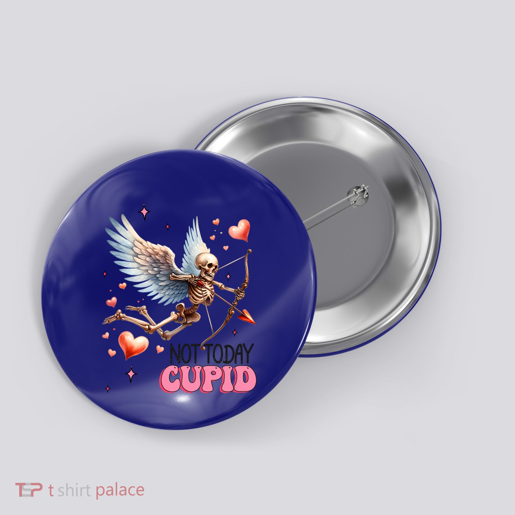 Not Today Cupid Funny Skeleton Anti Valentines Day Anti Love Gift Button
