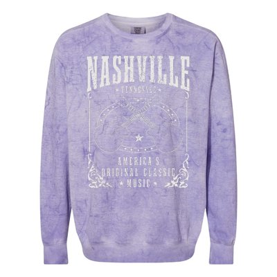 Nashville Tennessee Country Music City Guitar Colorblast Crewneck Sweatshirt