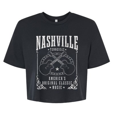 Nashville Tennessee Country Music City Guitar Bella+Canvas Jersey Crop Tee