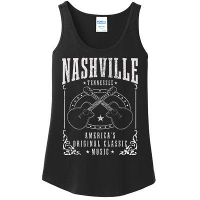 Nashville Tennessee Country Music City Guitar Ladies Essential Tank