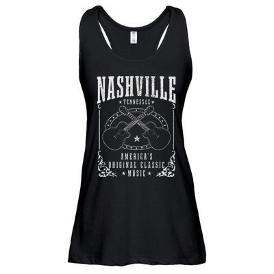 Nashville Tennessee Country Music City Guitar Ladies Essential Flowy Tank