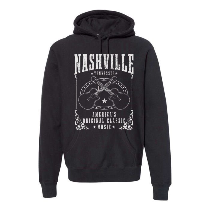 Nashville Tennessee Country Music City Guitar Premium Hoodie