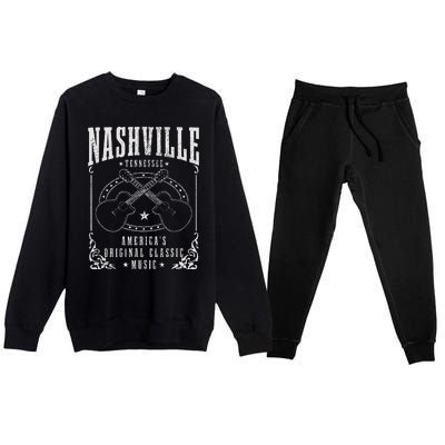 Nashville Tennessee Country Music City Guitar Premium Crewneck Sweatsuit Set