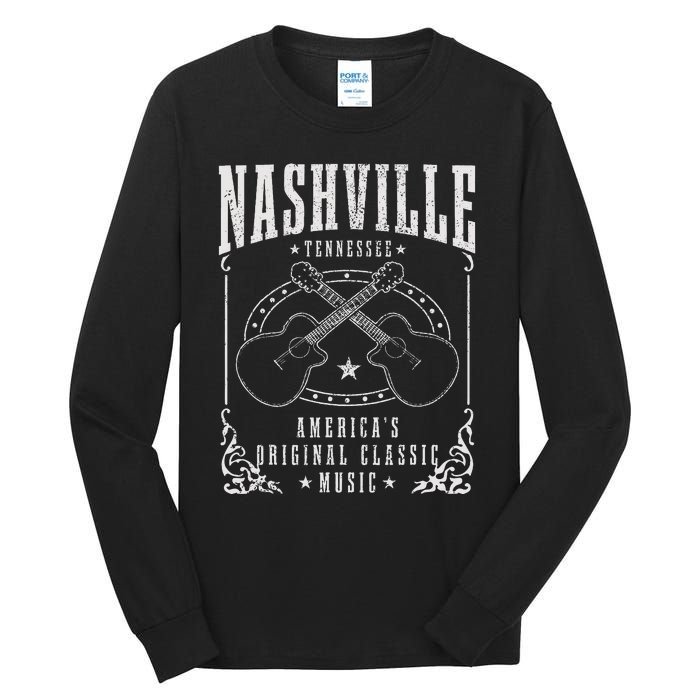 Nashville Tennessee Country Music City Guitar Tall Long Sleeve T-Shirt