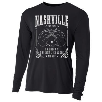 Nashville Tennessee Country Music City Guitar Cooling Performance Long Sleeve Crew