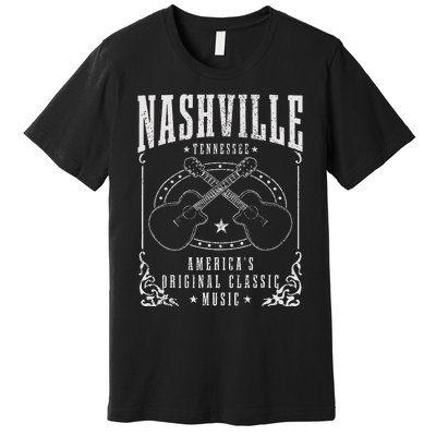 Nashville Tennessee Country Music City Guitar Premium T-Shirt