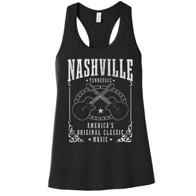 Nashville Tennessee Country Music City Guitar Women's Racerback Tank