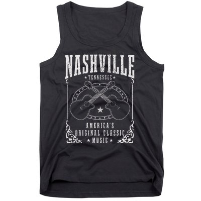 Nashville Tennessee Country Music City Guitar Tank Top