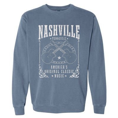 Nashville Tennessee Country Music City Guitar Garment-Dyed Sweatshirt