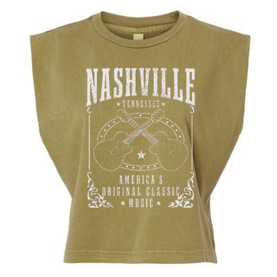 Nashville Tennessee Country Music City Guitar Garment-Dyed Women's Muscle Tee