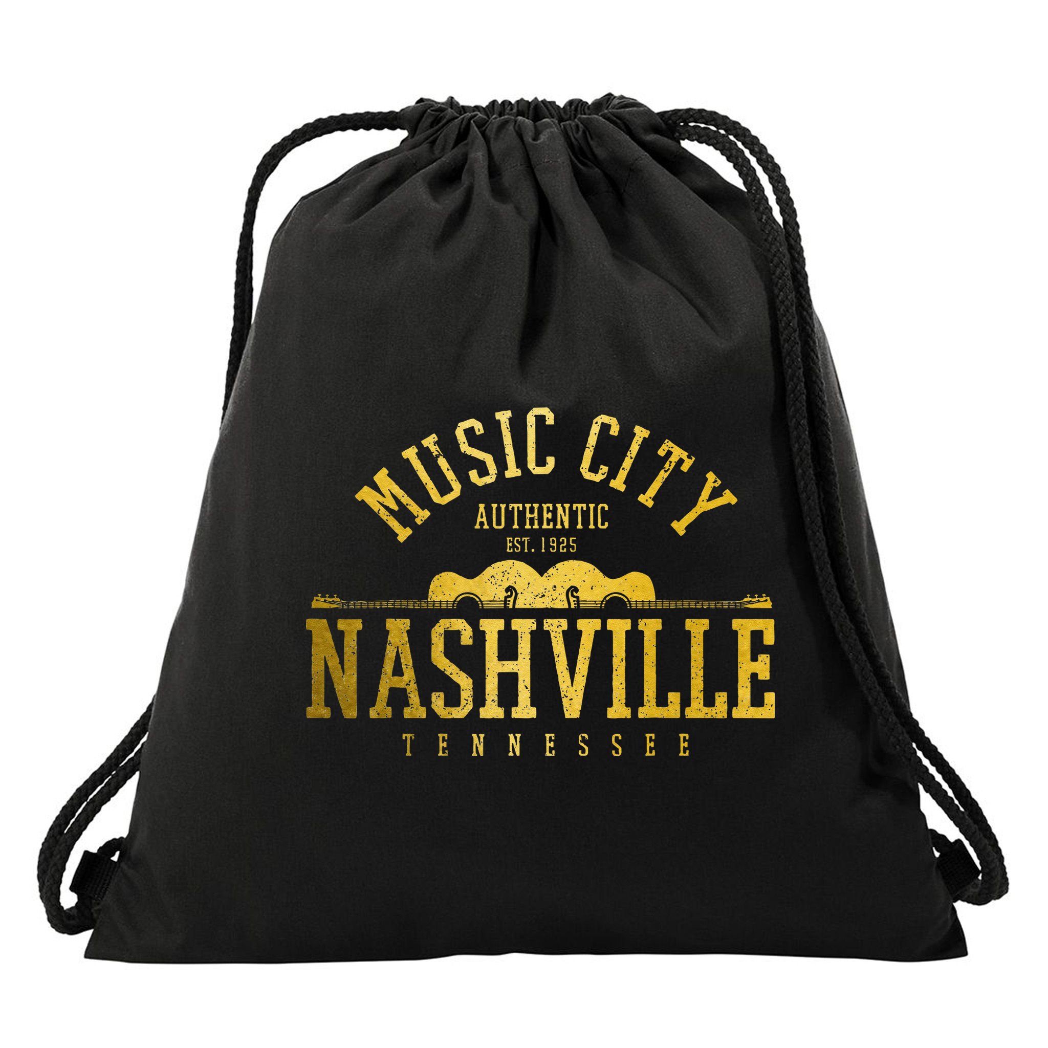 Nashville Tennessee Country Music City Guitar Vintage Nash Drawstring Bag