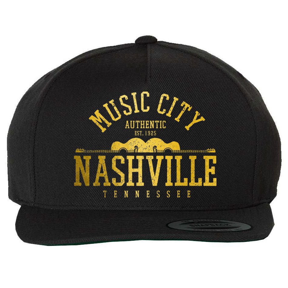 Nashville Tennessee Country Music City Guitar Vintage Nash Wool Snapback Cap