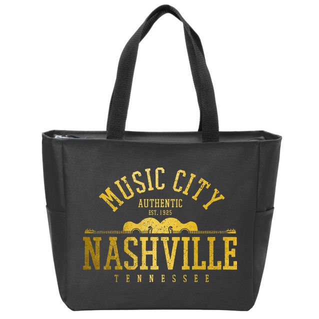 Nashville Tennessee Country Music City Guitar Vintage Nash Zip Tote Bag