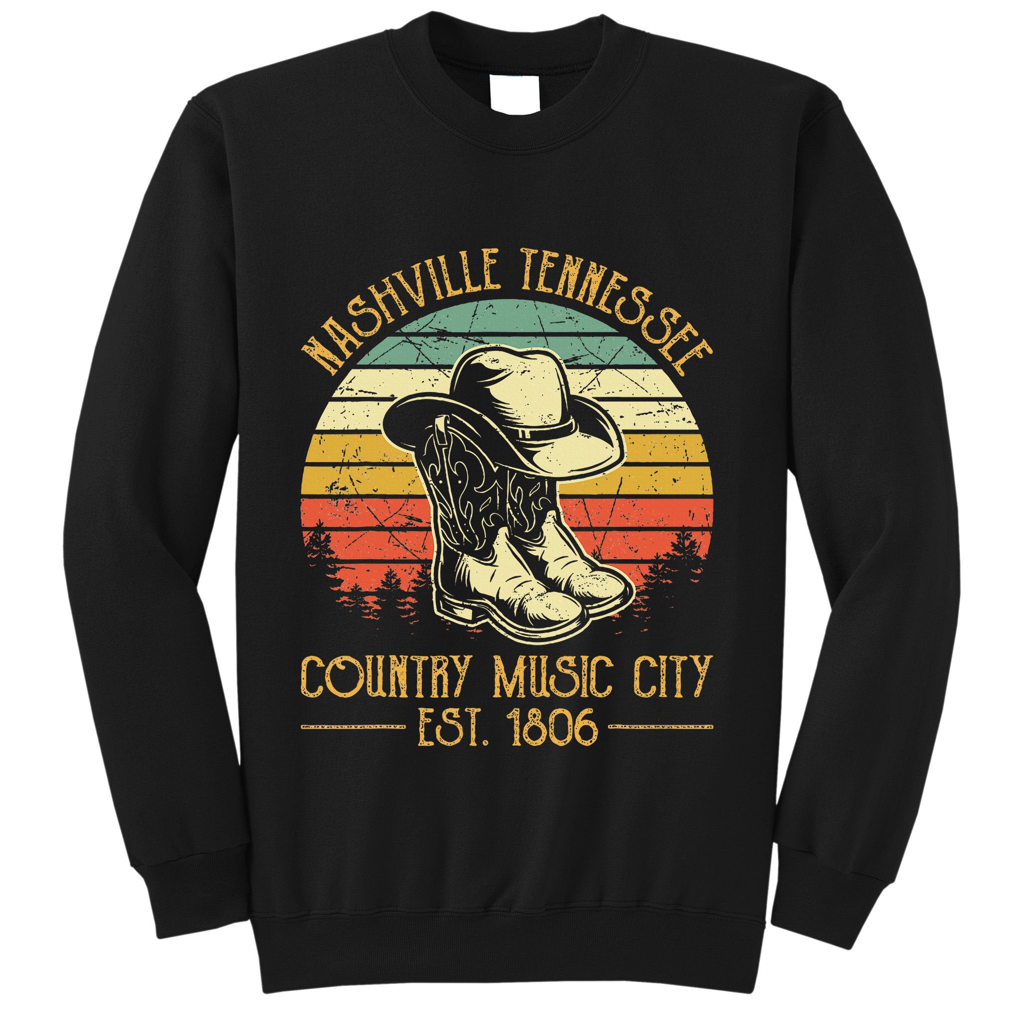 Nashville Tennessee Cowboy Boots Hat Country Music City  Sweatshirt