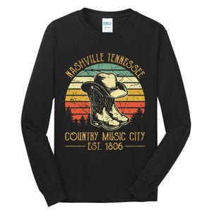 Nashville Tennessee Cowboy Boots Hat Country Music City  Tall Long Sleeve T-Shirt