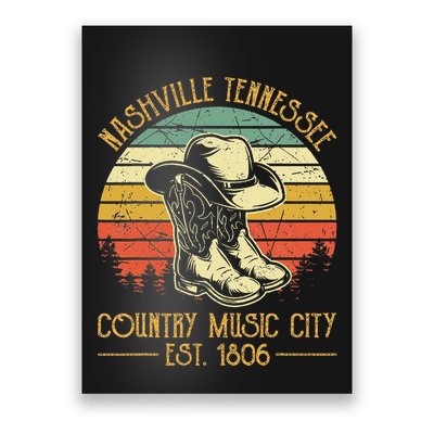 Nashville Tennessee Cowboy Boots Hat Country Music City  Poster
