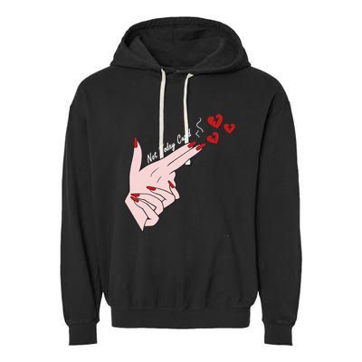 Not Today Cupid Funny Valentine Day Gun Finger Hand Gift Garment-Dyed Fleece Hoodie