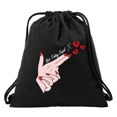 Not Today Cupid Funny Valentine Day Gun Finger Hand Gift Drawstring Bag