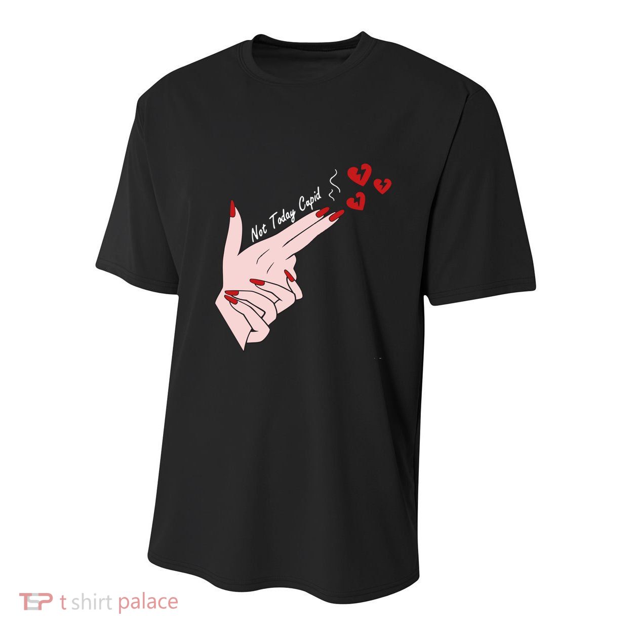 Not Today Cupid Funny Valentine Day Gun Finger Hand Gift Youth Performance Sprint T-Shirt