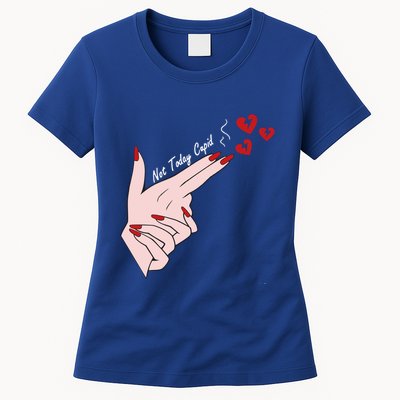 Not Today Cupid Funny Valentine Day Gun Finger Hand Gift Womens T-Shirt