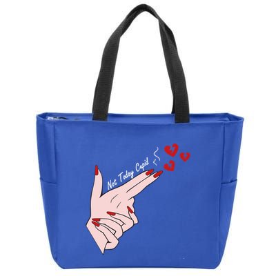 Not Today Cupid Funny Valentine Day Gun Finger Hand Gift Zip Tote Bag