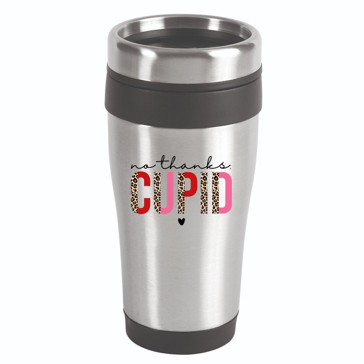 No Thanks Cupid Funny Anti Valentine 16oz Travel Tumbler