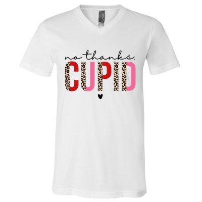 No Thanks Cupid Funny Anti Valentine V-Neck T-Shirt