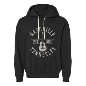 Nashville Tennessee Country Music City Guitar Player Gift Garment-Dyed Fleece Hoodie