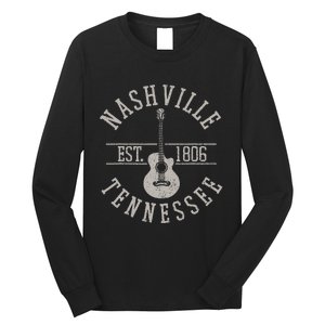 Nashville Tennessee Country Music City Guitar Player Gift Long Sleeve Shirt