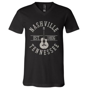 Nashville Tennessee Country Music City Guitar Player Gift V-Neck T-Shirt