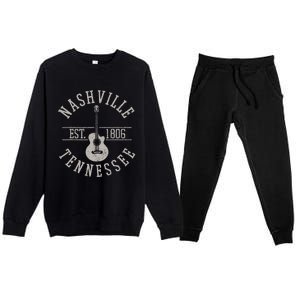 Nashville Tennessee Country Music City Guitar Player Gift Premium Crewneck Sweatsuit Set