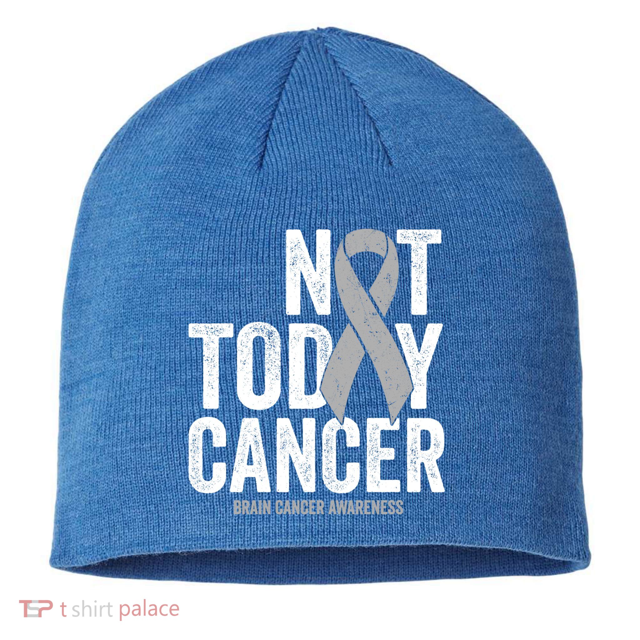 Not Today Cancer Brain Cancer Gray Tumor Awareness Ribbon Gift Sustainable Beanie